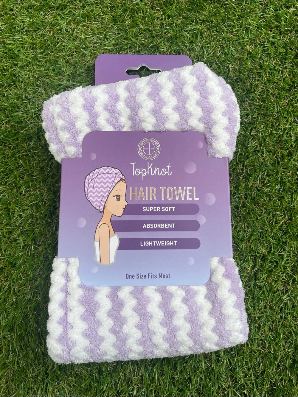Purple & White Zigzag Hair Towel